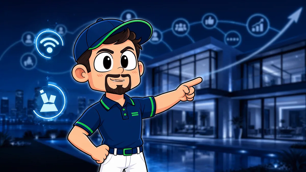 Cena do vídeo: o mascote da EsquadrIAs PRO aponta para os canais e indicadores da plataforma